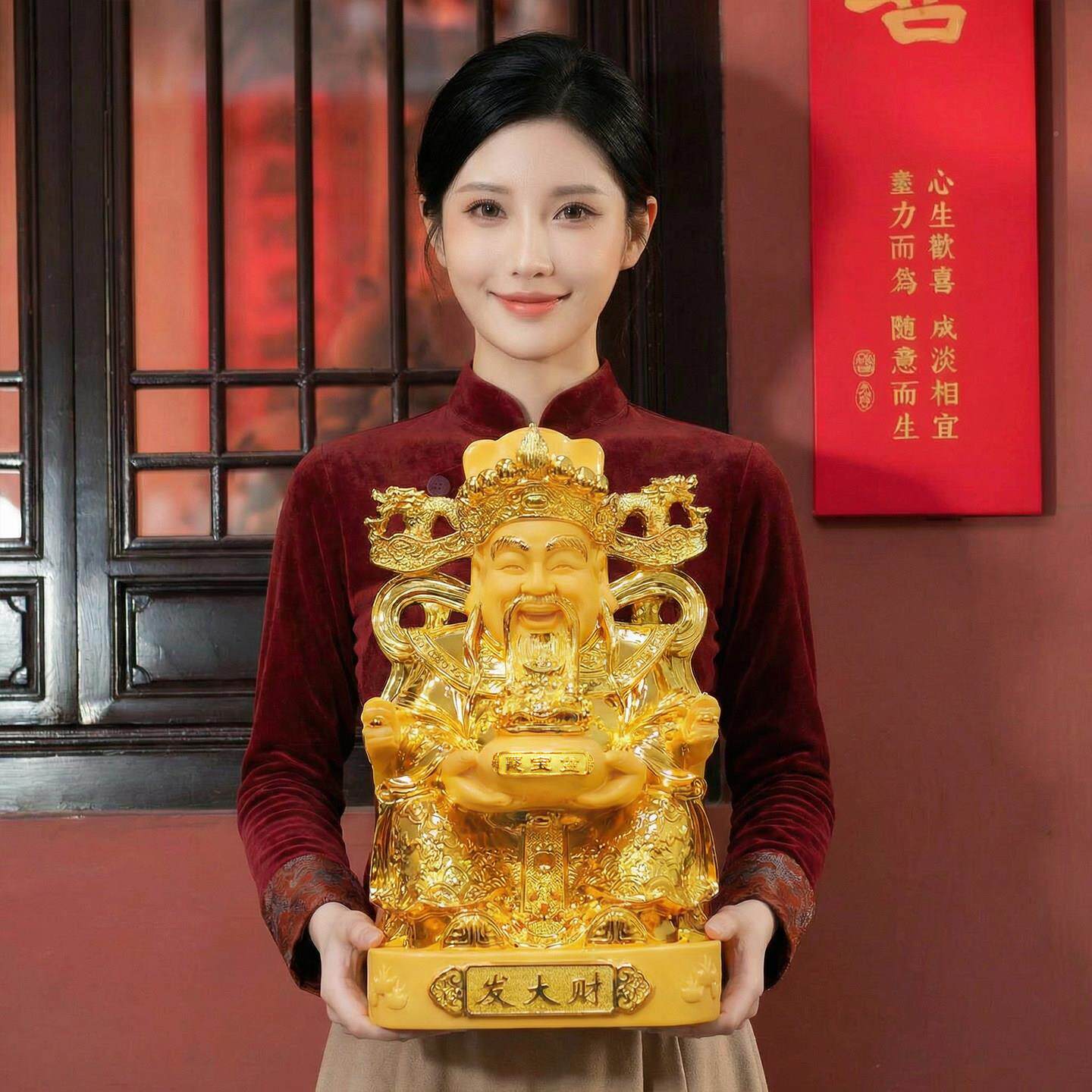 新中式财神件文神大号爷金色佛像做摆生意店铺开业公司招财寓0115
