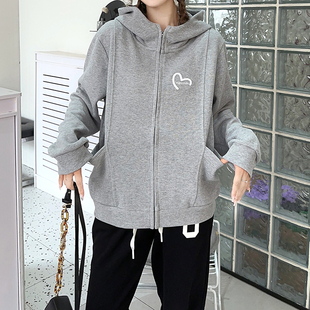 卫衣外套女款春秋韩版宽松2024秋冬新款薄款女士连帽拉链开衫外套