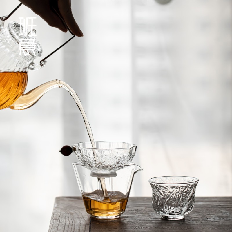 班意日式玻璃茶漏一体玻璃茶滤网超细茶叶过滤器精品创意功夫茶具