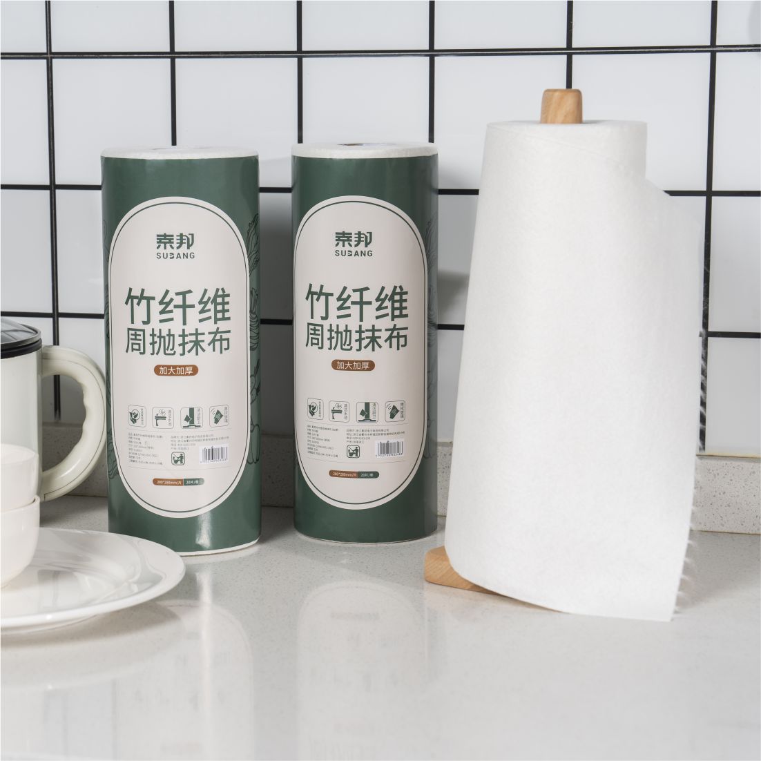 素邦竹纤维懒人周抛抹布厨房专用不沾油洗碗布家用加厚吸水清洁布