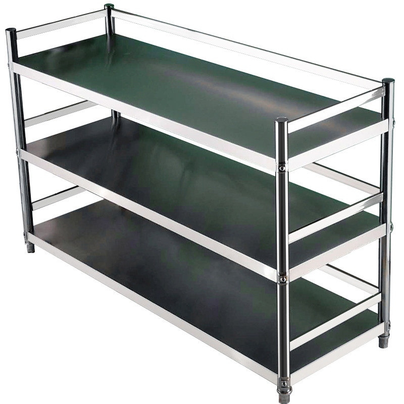 厨房置物架不锈钢落地3多层烤箱微波炉仓储架带护栏家用收纳架子4