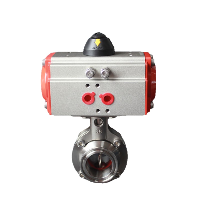 304不锈钢气动快装蝶阀卫生级卧式卡箍卡盘蝶阀快开蝶形阀门D681X