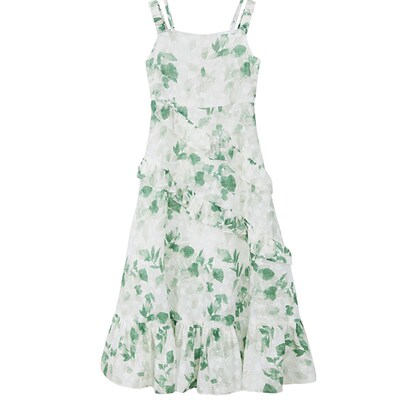 mpeng女童绿色碎花吊带连衣裙法式小众高级感度假风气质公主仙女