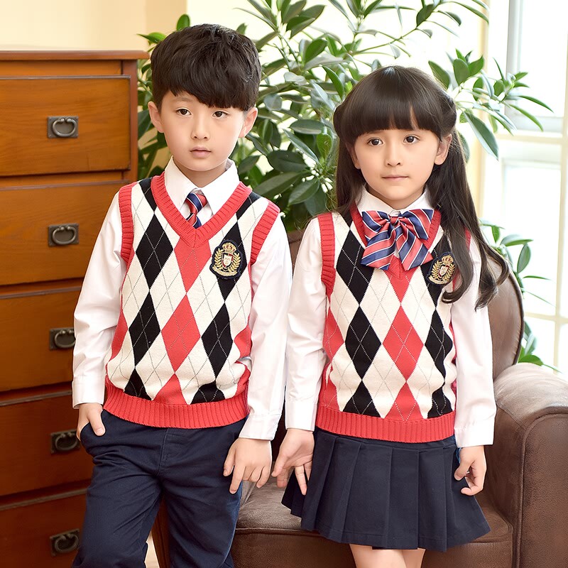 初中小学生校服班服演出服套装毛衣背心马甲英伦学院风幼儿园园服
