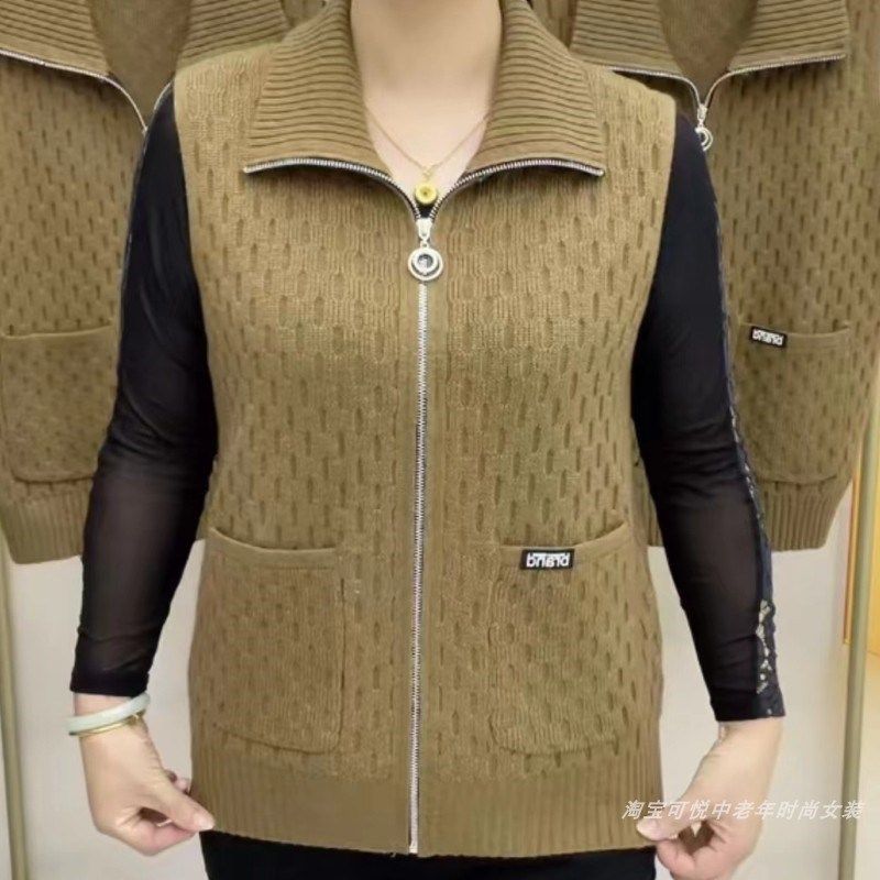 毛线背心休闲中年人妈妈马甲春秋季短款洋气百搭宽松显瘦外穿马夹,女装/女士精品,马夹,淘宝优惠券,粉丝福利购,淘宝优惠卷