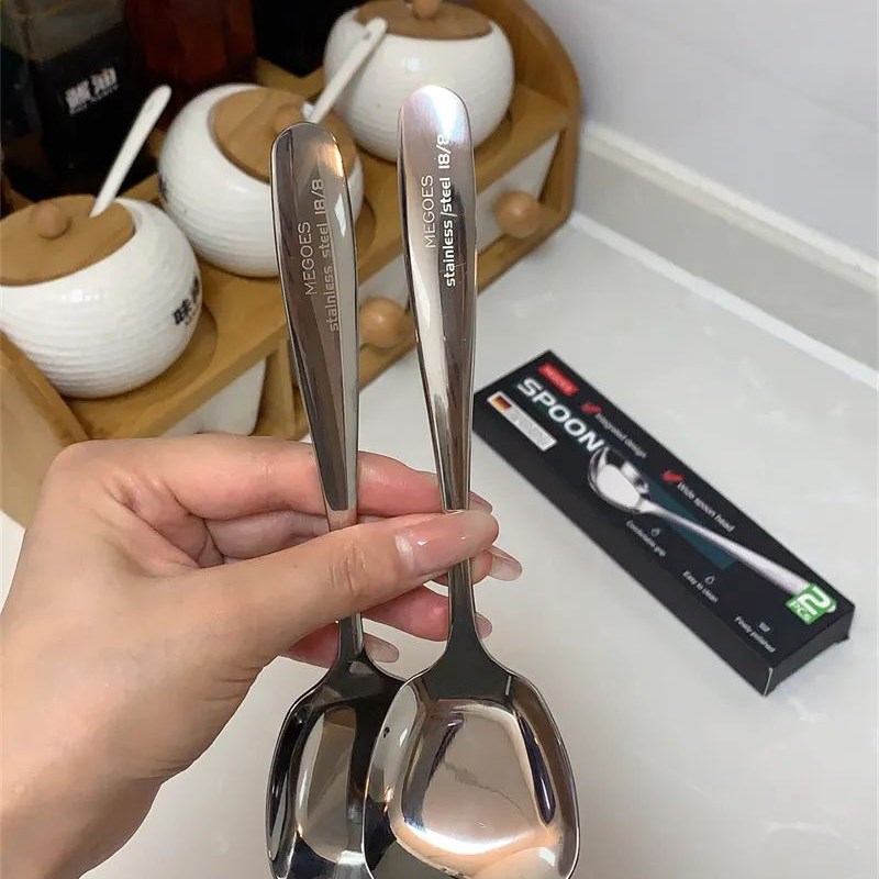2个装!出口单!304不锈钢长柄勺子西餐勺分菜公勺分餐勺饭勺汤匙