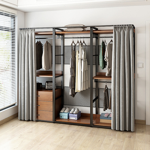 步入式 衣架卧室落地挂衣架帘子 衣柜架衣帽间置物架金属铁艺开放式