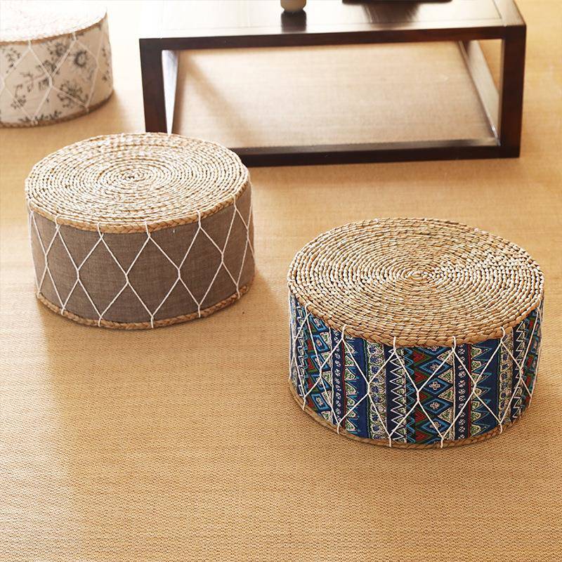 草编矮凳加高坐墩家用客厅凳子创意圆凳坐凳可叠放茶几沙发凳新品