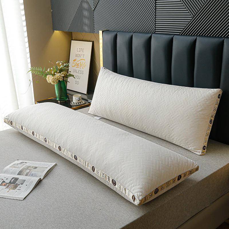 天然回归新款家用双人枕芯1.5m/1.8米情侣一体长枕头水洗棉绗缝枕