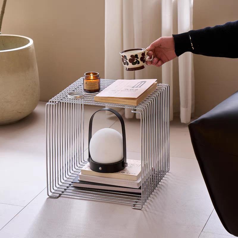 现代简约不锈钢线边几创意组合中古Panton Wire沙发角几