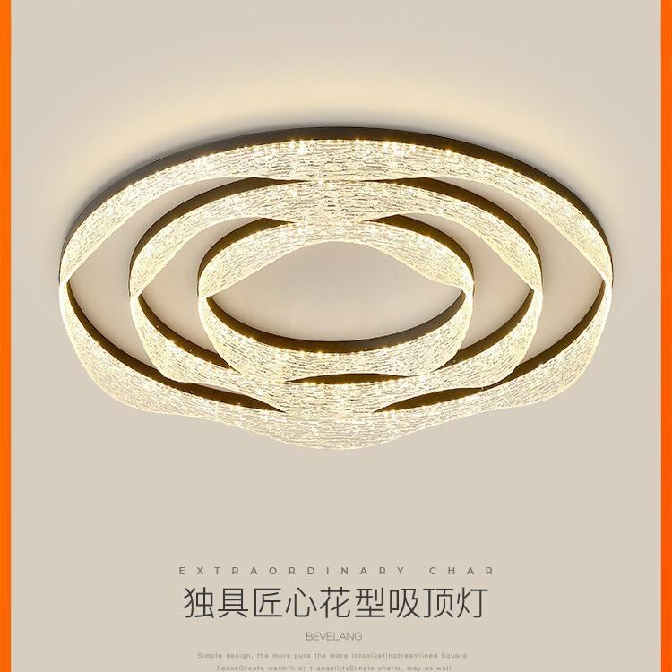 意式轻奢客厅主灯圆形吸顶灯感设计师艺术玫瑰花全屋灯具套餐