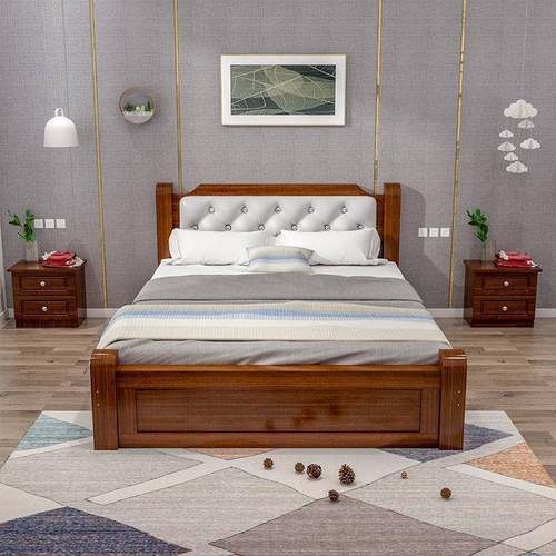 实木现代简约XBQ1.床8米双人床1.5米单人床卧1.2m家用室1床m出租