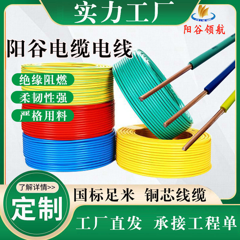 阳谷电缆软bv电线铜芯室内10平方屏蔽电源护套线绝缘阻燃电缆电线