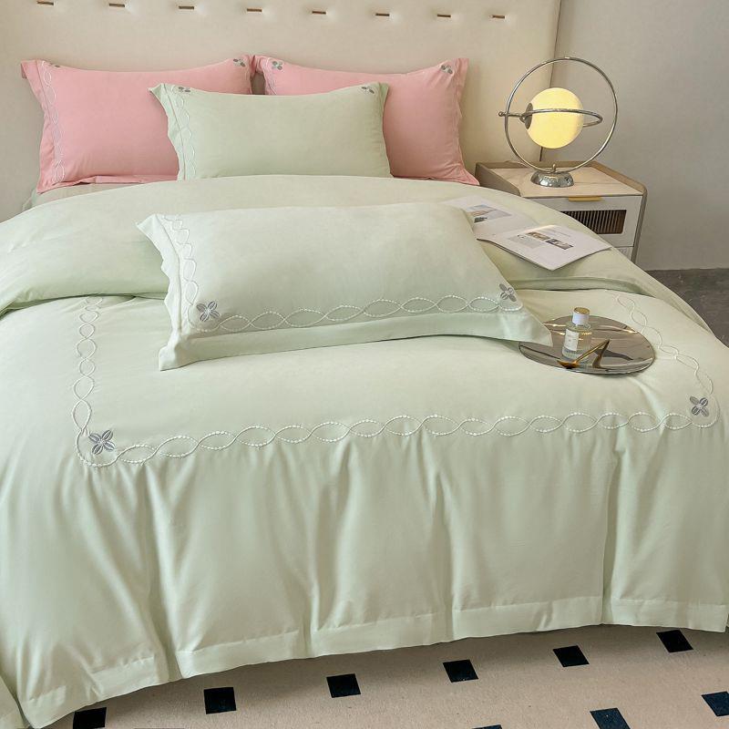 205新款140克MLN高克棉重亲肤棉磨毛刺绣四2件套1.锦5m床单款四件