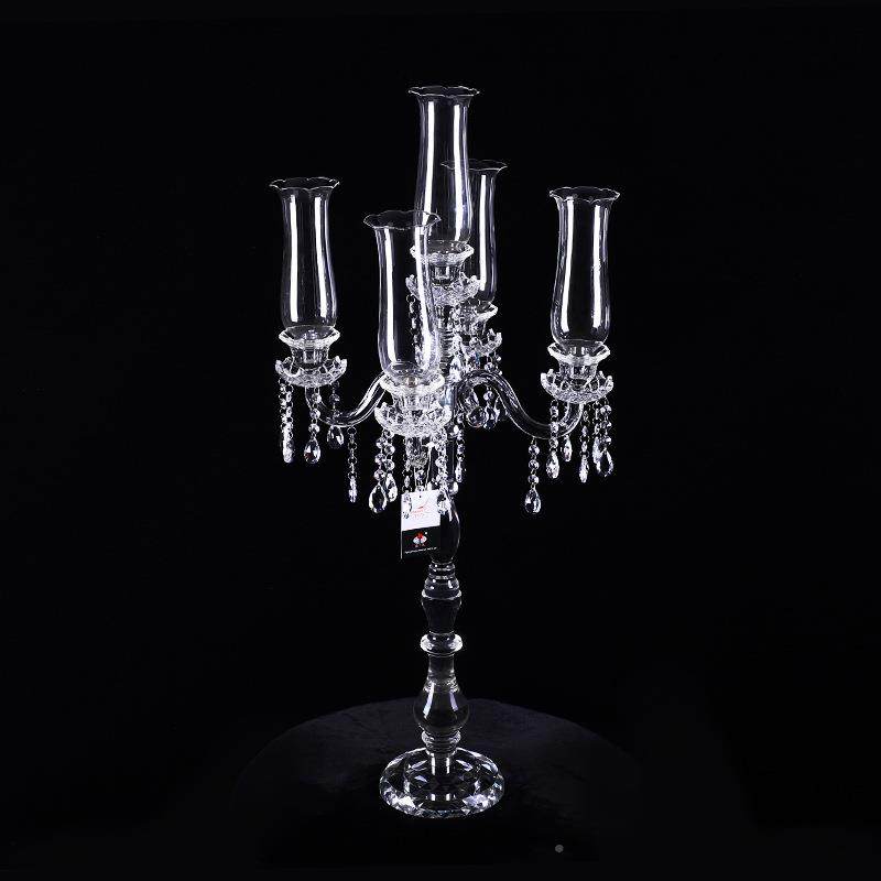 道货欧式五SDM头水晶烛台婚庆具蜡烛台摆件板样房家居酒店现软装