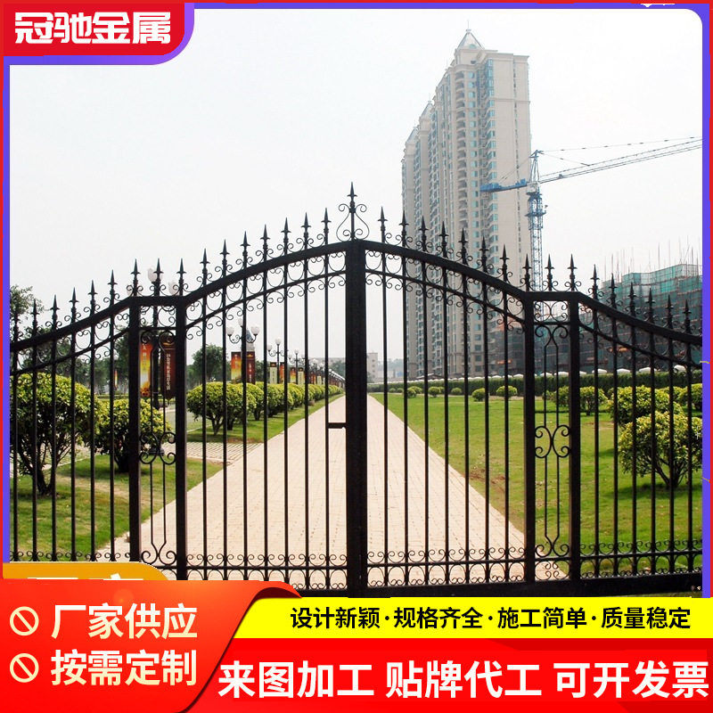 铁艺大门庭院平移可折叠别墅双开门工厂学校幼儿园智能密码锁