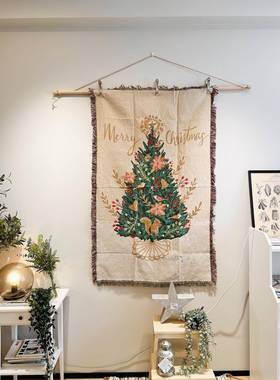 圣诞挂毯诞KIB树沙毯盖布发节面日布圣置墙装饰毯子