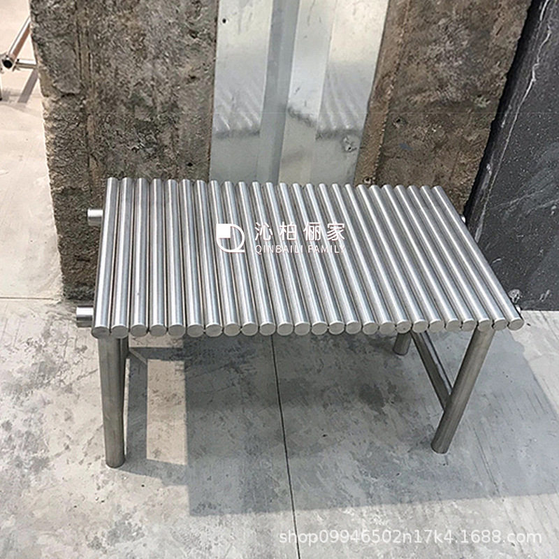 中古大师设计工业风椅子金属极简拉丝不锈钢创意坐椅民宿休闲矮凳