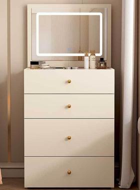 实木梳妆台妆家用卧头室床柜一体现约代简小户型奶油风化RGX桌收