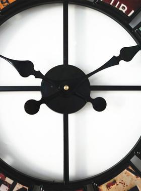 数圆复古壁挂钟创意车AS00217牌铁墙钟贴纸艺装形饰时字钟