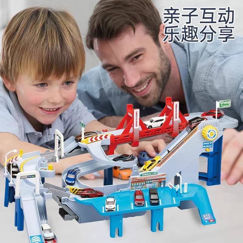T884OMY多美卡双线盘旋道山立交桥高速公路具收纳停车场玩轨道车