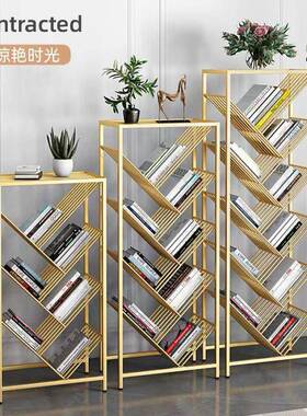7简F77695JH易书架简约落地柜多层收纳架轻铁奢艺置物架学生小书K