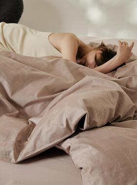 花缎纹全支棉纯棉单品单双人被套YVW色枕套48*74提纯棉素高高密