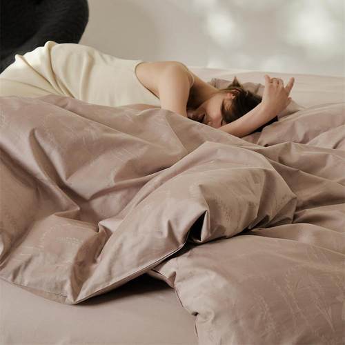 花缎纹全支棉纯棉单品单双人被套YVW色枕套48*74提纯棉素高高密