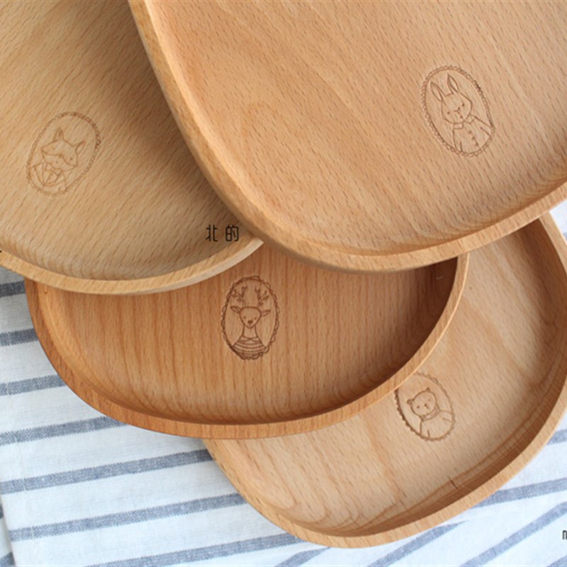 实木整木制 榉木 鹅卵石形状木盘 木碟 干果盘 水果盘点心蛋糕盘