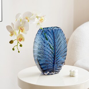 高档客厅玄关摆件家大业大玻璃花瓶蓝色水养插鲜花软装饰品高级感