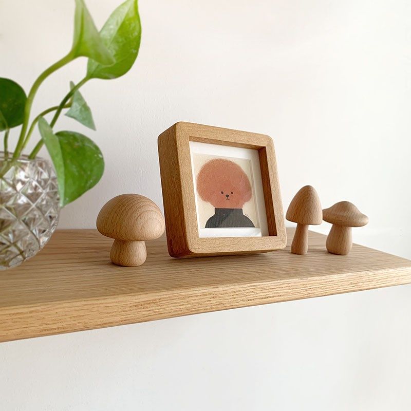 迷你可爱小狗动物装饰画摆台小猫咪个性礼物摆件高档实木圆角相框