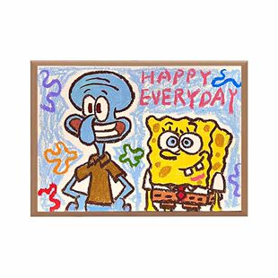 章鱼哥油画相框客厅桌面开心每一天摆画卧室壁画摆件高级生日礼物