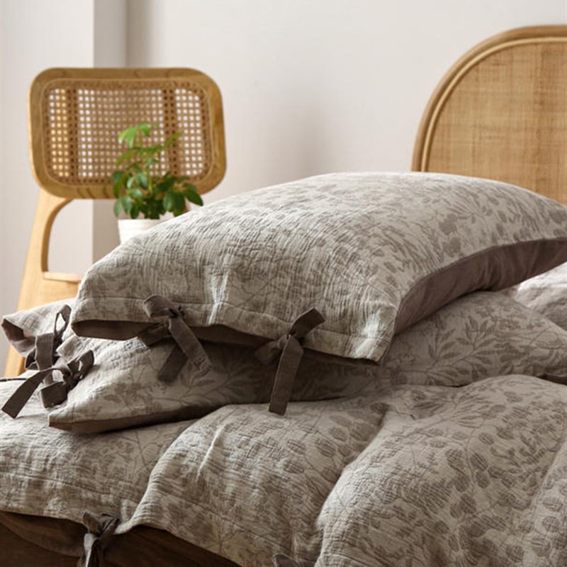 A类全棉双层纱布提花枕套纯棉色织水洗棉单人枕头套一对装48x74cm