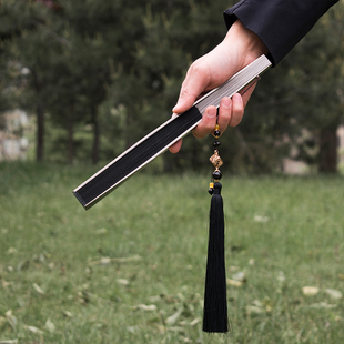 北斗作不染钛合金古风9寸折扇子定制国潮金属功夫战术扇男士 礼物