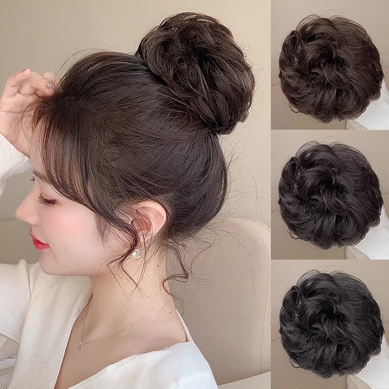高扎丸子头假发发圈女高颅顶自然蓬松卷发花苞头发包古风盘发神器图片