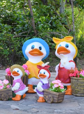 户外花园林景观装饰小品雕塑别墅庭院子布置卡通动物鸭子花缸摆件