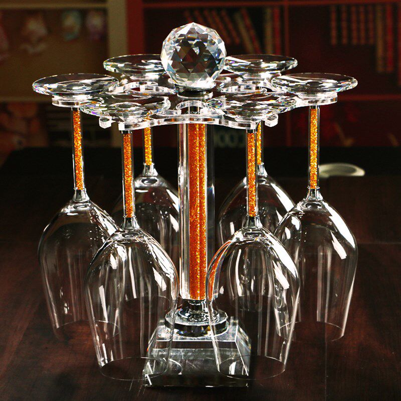 水晶玻璃倒挂杯架旋转酒柜摆件架子 高脚杯 红酒杯家用套装醒酒器