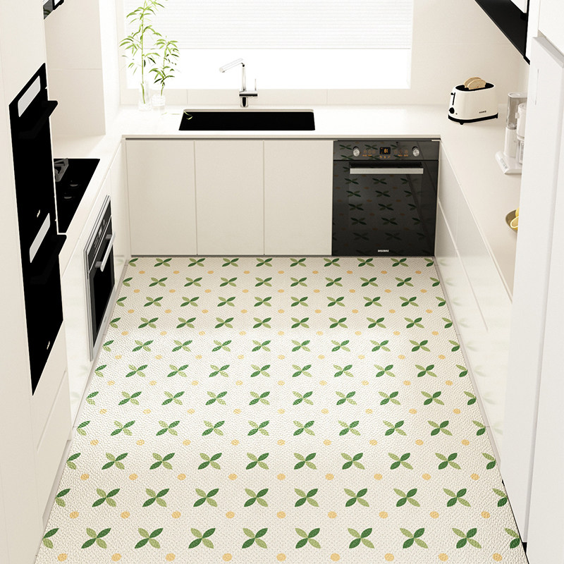 绿色厨房专用地垫小清新脚垫免洗可擦可裁剪pvc简约家用整铺地毯,居家布艺,厨房地垫,淘宝优惠券,粉丝福利购,淘宝优惠卷