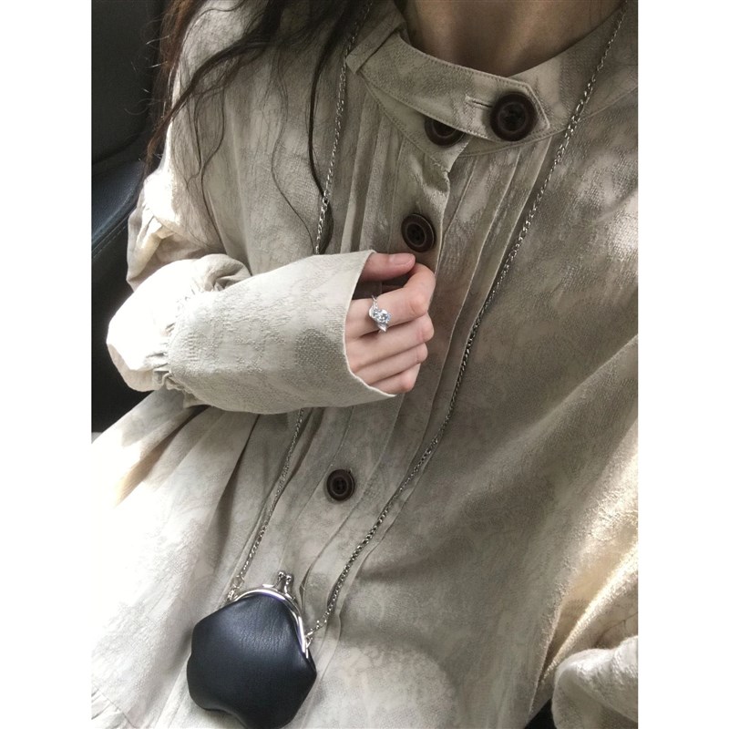 侘寂风日杂连衣裙女春秋假两件荷叶边拼接蓬蓬蛋糕衬衫裙叠穿裙子