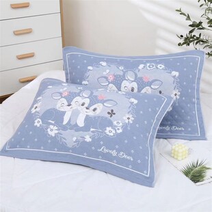 枕巾三层纱布棉枕巾一对装学生可爱卡通家用加大四季高档成人盖巾