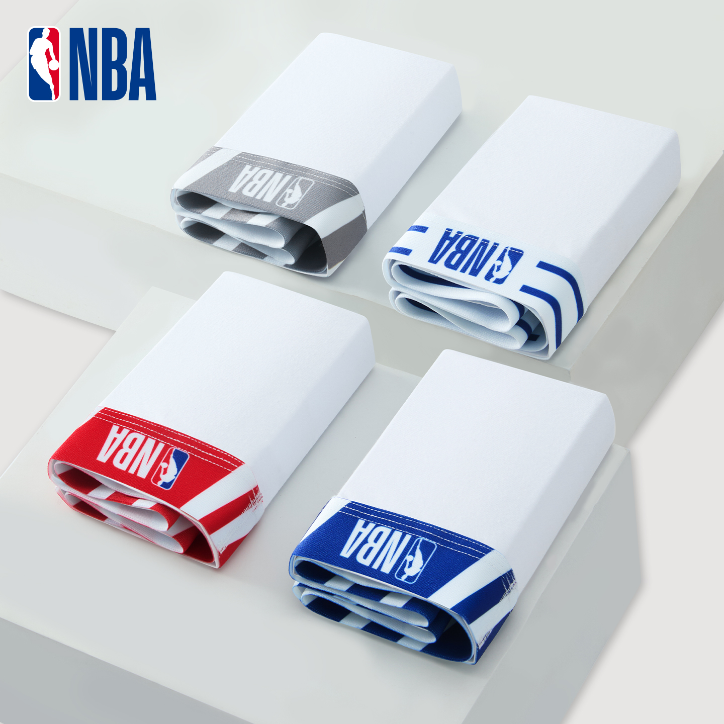 NBA男士内裤A类纯棉男生四角裤白色100%棉裆抑菌透气平角短裤2025