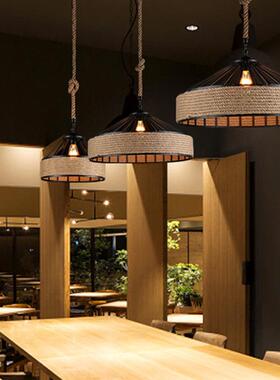 美绳式乡村麻吊25191灯工业风服装咖啡火锅网咖酒吧店餐厅古复工