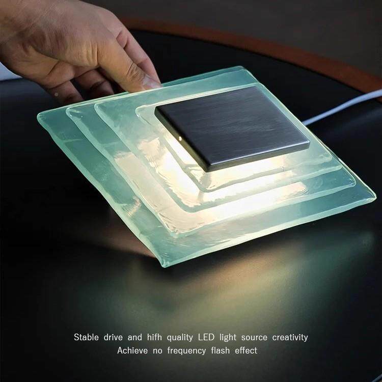 Lighting中古穆诺拉客水波纹卧室头壁灯厅床背景墙玻璃壁灯蓝色方