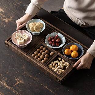 围炉煮茶食水果盘家用木质吃零摆放糖果XY-AB002盘子小点心茶点干
