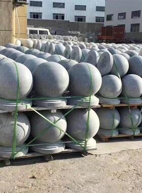 岗岩84254芝麻灰路障区石球广场挡车球小停车场拦路圆形花石子墩