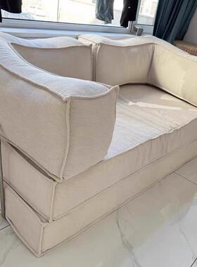 OJC两布艺沙洗客厅小户型出租屋单双人压缩发沙发拆一体用折叠沙