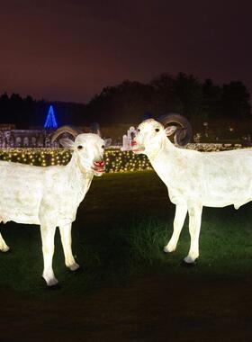 仿璃真发1917-山光山羊玻钢雕塑房地园产外林景观景区草坪装饰户