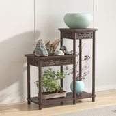 中式 玄关多宝实木架茶几博古架置物架多功能茶柜架茶台多层储物架