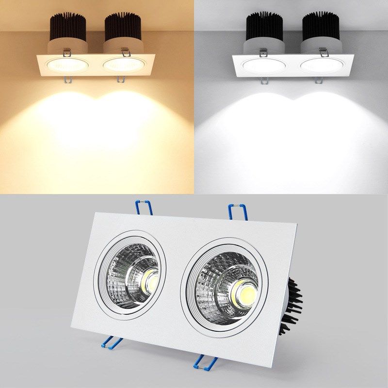 双头射灯led店铺商用斗胆灯嵌入式格栅灯防眩cob天花灯洞灯三色光,家装灯饰光源,嵌入式射灯,淘宝优惠券,粉丝福利购,淘宝优惠卷