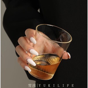 千年竖纹不语不冰不冷中古玻璃杯 日式vintage茶杯酒杯水杯杯子